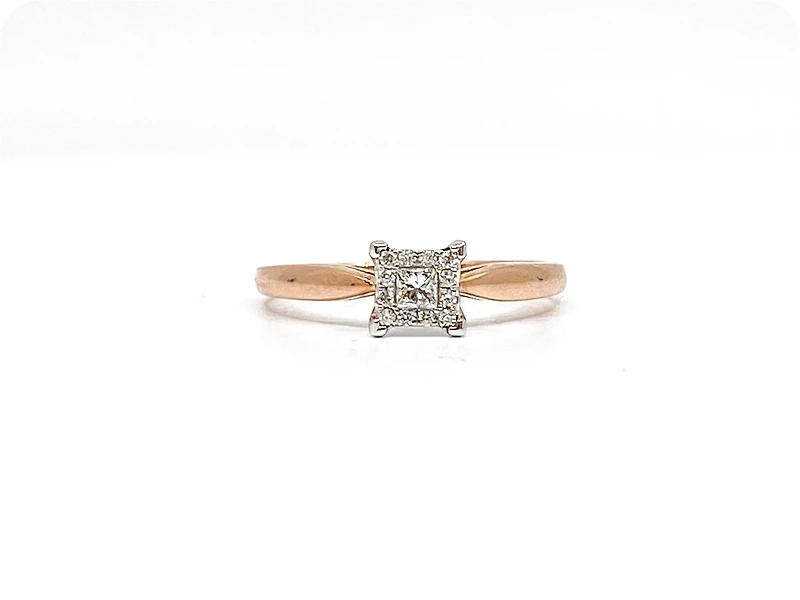 10K Rose Gold 0.13cttw Diamond Ring, size 6.5 - 4.5