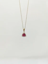 10K Yellow Gold Ruby and Diamond Necklace, 18"