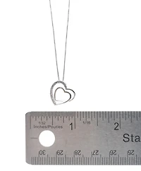 10K White Gold 0.05cttw Diamond Heart Pendant, 18"