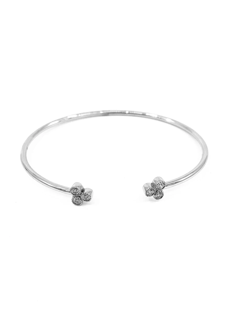 14K White Gold 0.24cttw Diamond Cuff Bangle, 6.5"