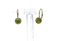 10K Yellow Gold Peridot and Diamond Lever Back Earrings