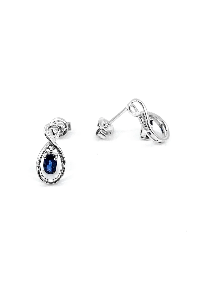 10K White Gold 0.70cttw Genuine Sapphire Earrings