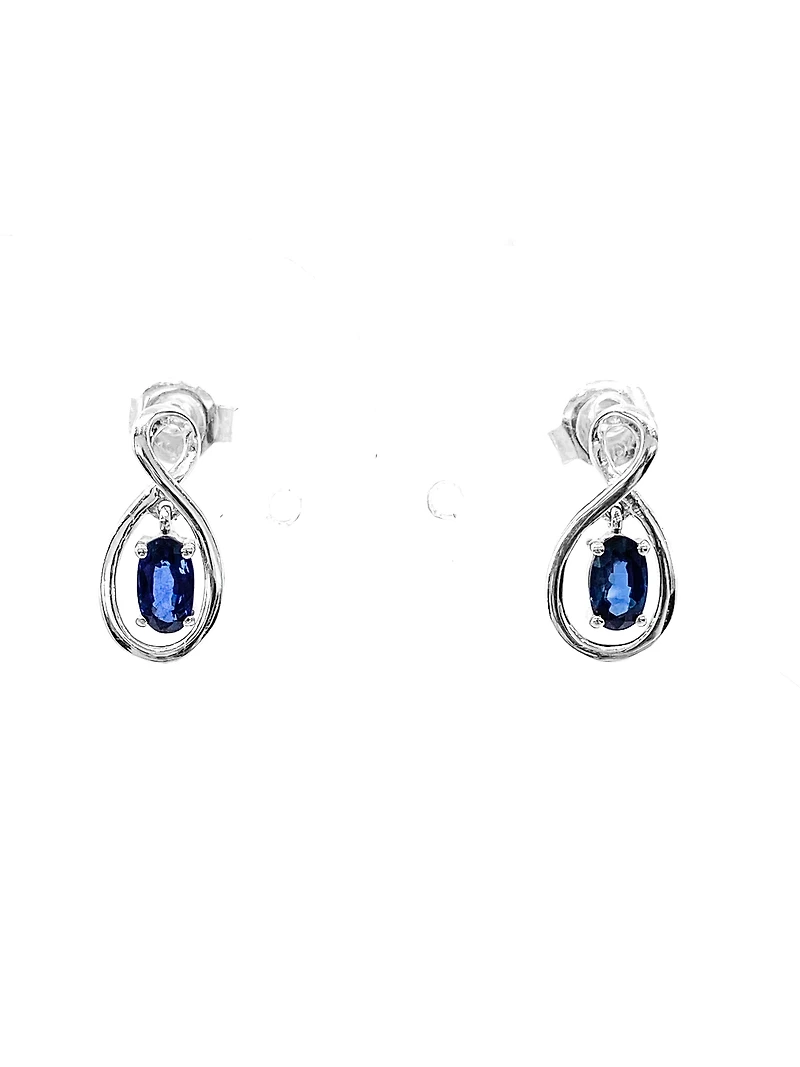 10K White Gold 0.70cttw Genuine Sapphire Earrings