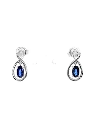 10K White Gold 0.70cttw Genuine Sapphire Earrings