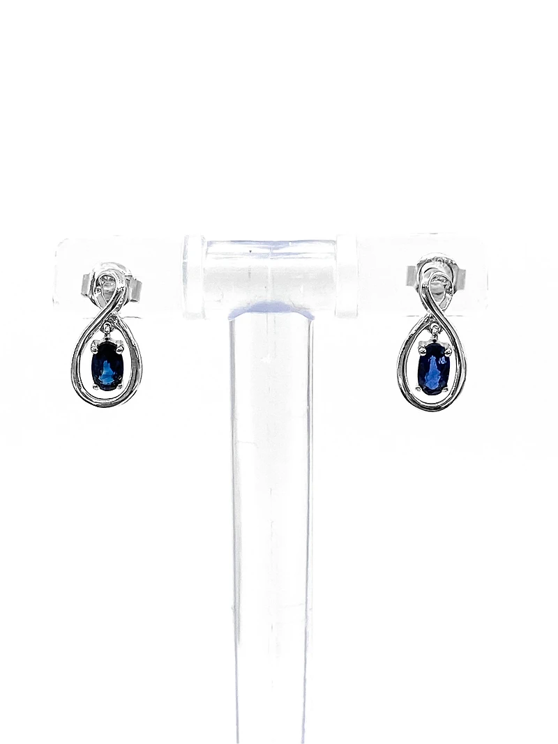 10K White Gold 0.70cttw Genuine Sapphire Earrings