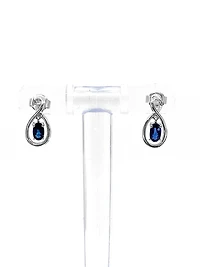 10K White Gold 0.70cttw Genuine Sapphire Earrings