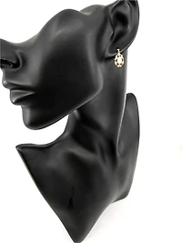 10K Yellow Gold 0.50cttw Genuine Opal and 0.06cttw Diamond Earrings