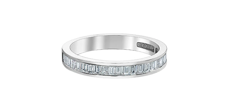 14K White Gold 0.65cttw Baguette Diamond Ring/Band, Size 6.5 - 4.5