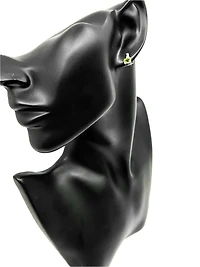 10K White Gold 1.00cttw Genuine Peridot & 0.017cttw Diamond Earrings
