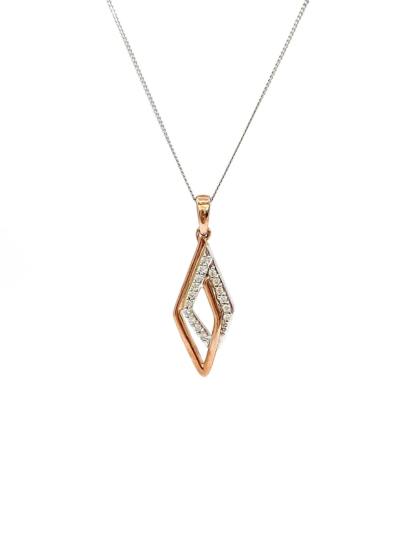 10K White and Rose Gold 0.08cttw Diamond Pendant, 18"