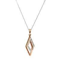 10K White and Rose Gold 0.08cttw Diamond Pendant, 18"