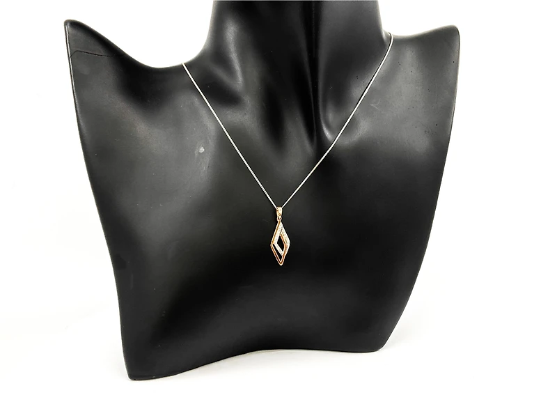 10K White and Rose Gold 0.08cttw Diamond Pendant, 18"