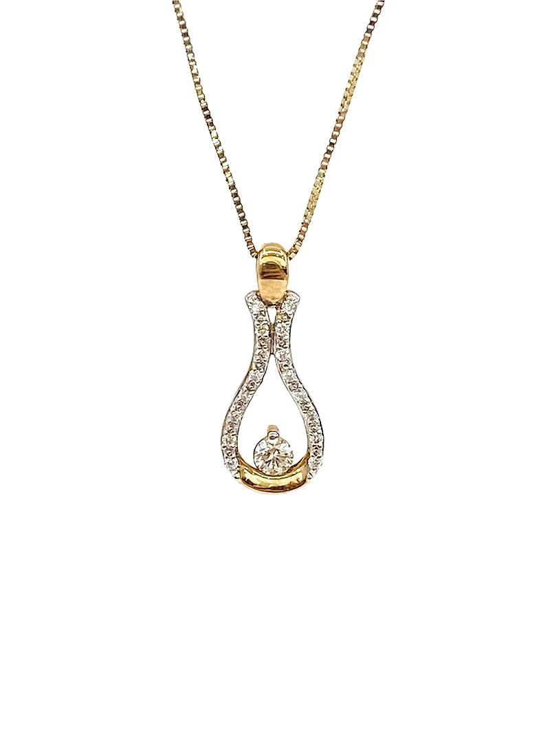 10K Yellow Gold 0.20cttw Canadian Diamond Pendant, 18"