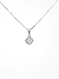 14K White Gold 0.34cttw Princess Cut Canadian Diamond Pendant, 18"
