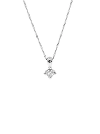 14K White Gold 0.20cttw Princess Cut Canadian Diamond Pendant, 18"