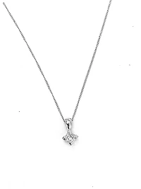 14K White Gold 0.20cttw Princess Cut Canadian Diamond Pendant, 18"