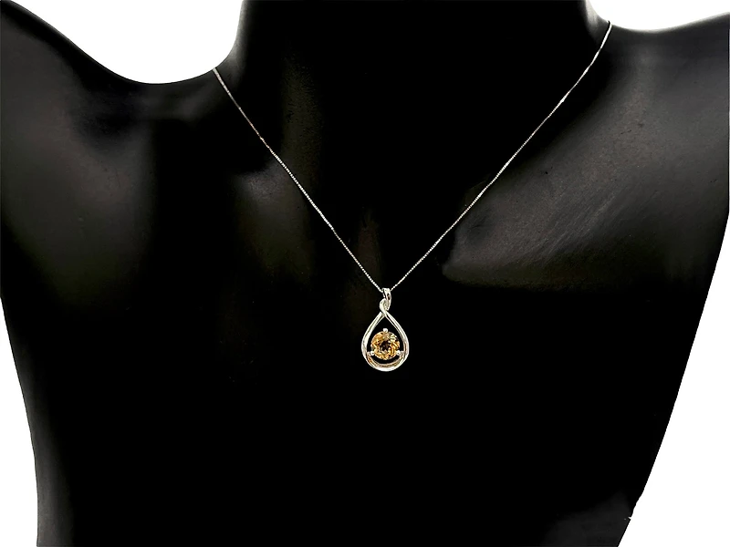 10K and 14K White Gold Citrine Pendant, 18"