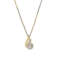 10K Yellow Gold 0.17ttw Canadian Diamond Halo Necklace, 18"