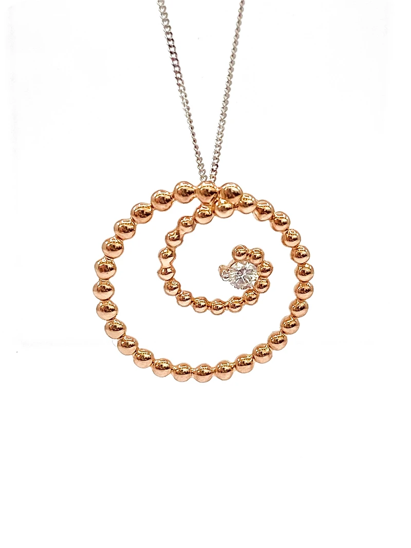10K White & Rose Gold 0.08cttw Diamond Pendant, 18"