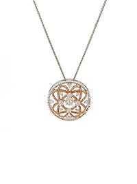 10K White & Rose Gold 0.35cttw Diamond Pendant, 18"