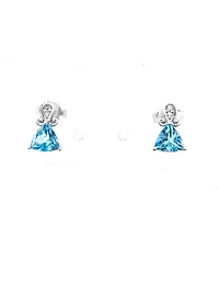 10K White Gold 1.20cttw Genuine Blue Topaz & 0.017cttw Diamond Earrings