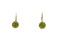 10K Yellow Gold Peridot and Diamond Lever Back Earrings