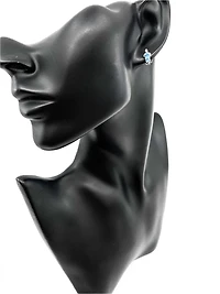 10K White Gold 0.75cttw Genuine Blue Topaz & 0.03cttw Diamond Earrings