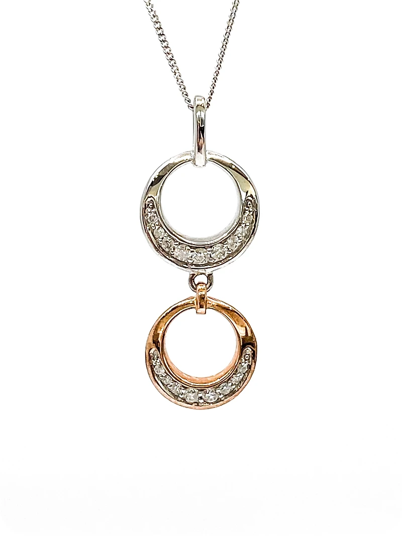 10K White & Rose Gold 0.39cttw Diamond Pendant, 18"