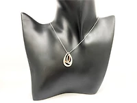 Silver and 10K Rose Gold 0.08cttw Diamond Pendant, 18"