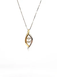 10K White & Yellow Gold 0.02cttw Diamond Pulse Pendant, 18"