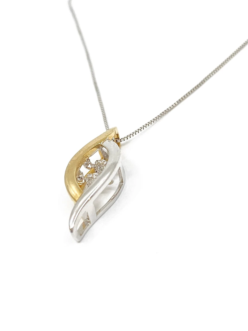 10K White & Yellow Gold 0.02cttw Diamond Pulse Pendant, 18"