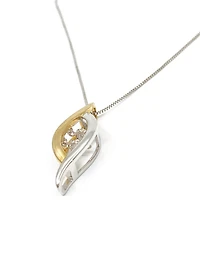 10K White & Yellow Gold 0.02cttw Diamond Pulse Pendant, 18"