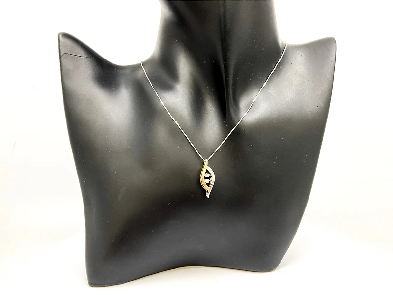10K White & Yellow Gold 0.02cttw Diamond Pulse Pendant, 18"