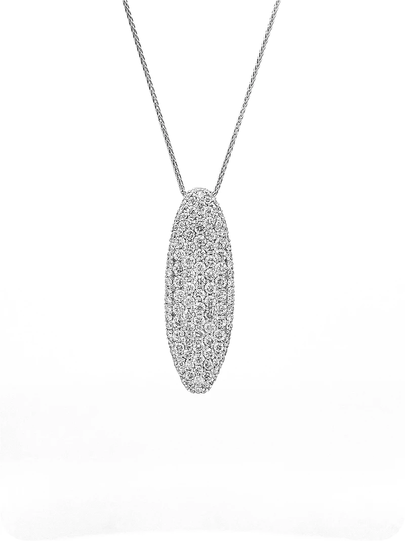 10K White Gold 2.11cttw Diamond Pave Pendant, 18"