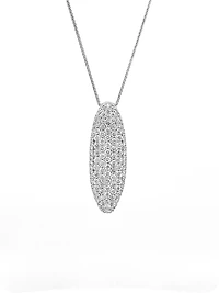 10K White Gold 2.11cttw Diamond Pave Pendant, 18"