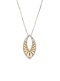 10K White & Yellow Gold 0.25cttw Diamond Pendant, 18"