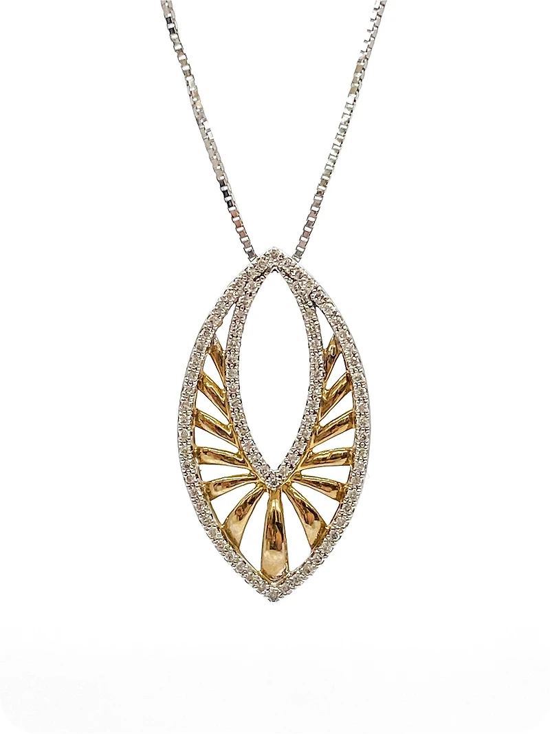 10K White & Yellow Gold 0.25cttw Diamond Pendant, 18"