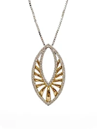 10K White & Yellow Gold 0.25cttw Diamond Pendant, 18"