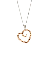 10K White & Rose Gold 0.04cttw Diamond Heart Pendant, 18"