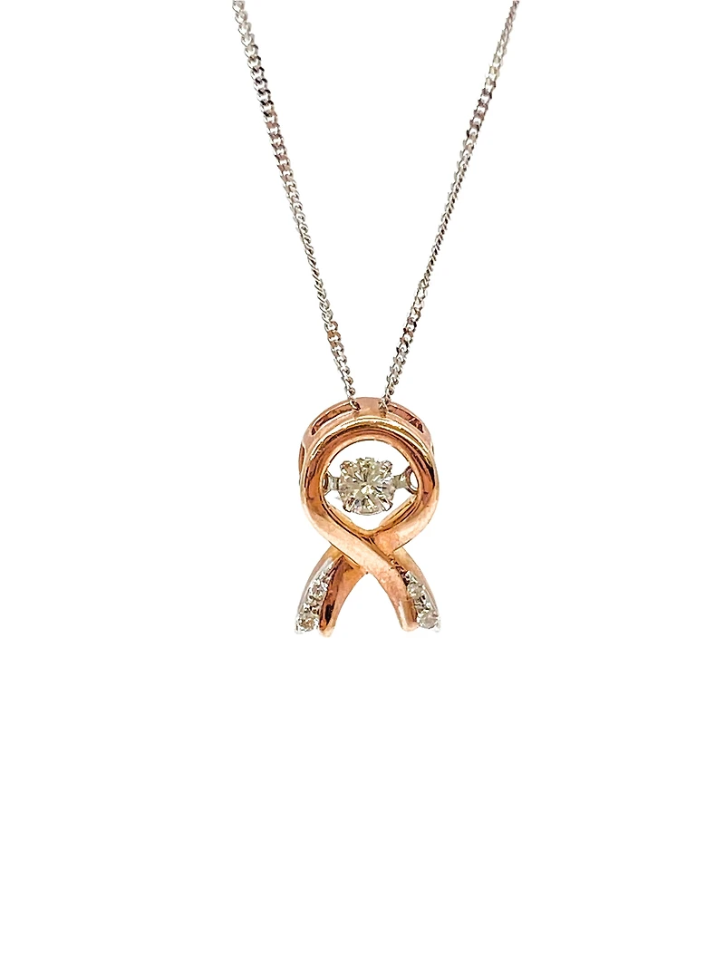 10K Rose Gold & White Gold 0.10cttw Diamond Pendant, 18"