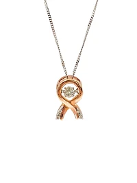 10K Rose Gold & White Gold 0.10cttw Diamond Pendant, 18"