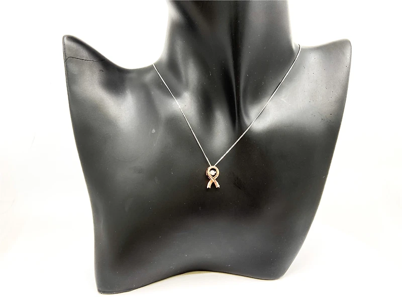 10K Rose Gold & White Gold 0.10cttw Diamond Pendant, 18"