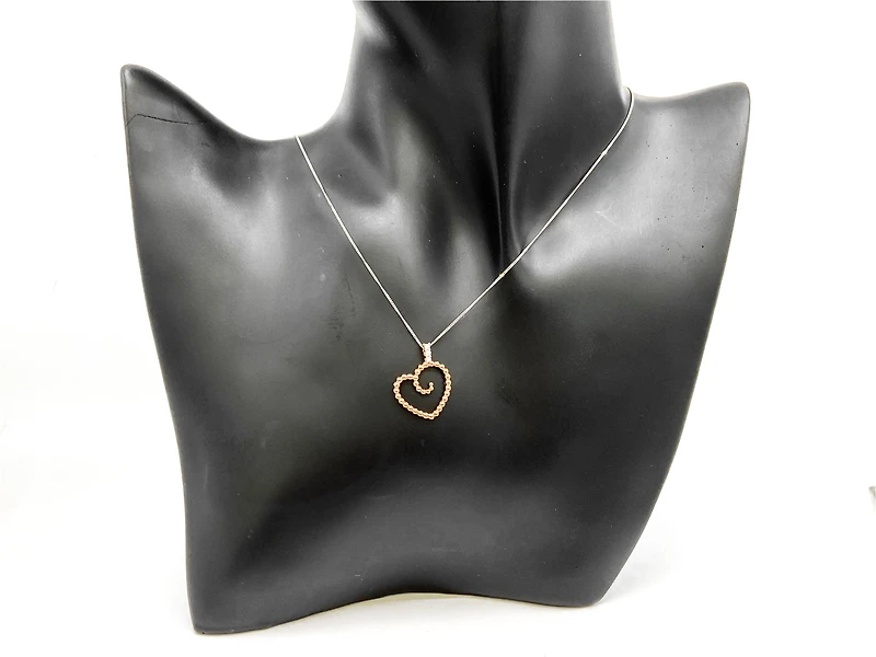 10K White & Rose Gold 0.04cttw Diamond Heart Pendant, 18"