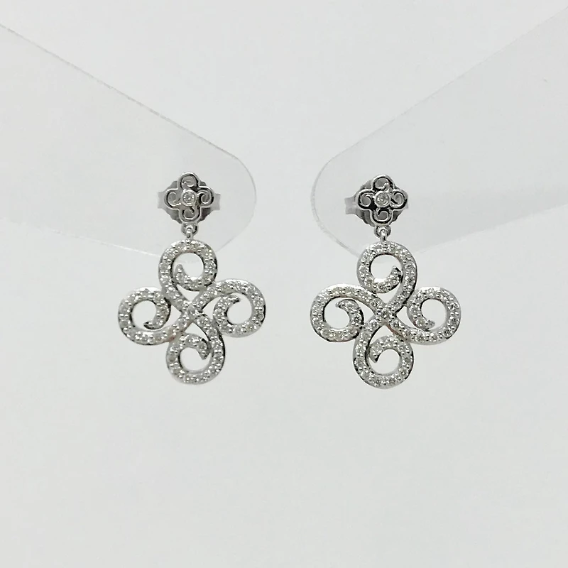 10K White Gold 0.50cttw Diamond Chandelier Dangle Drop Earrings