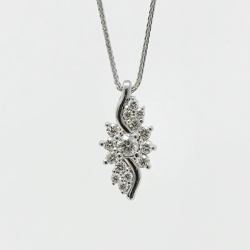10K White Gold 0.50cttw Diamond Pendant, 18"