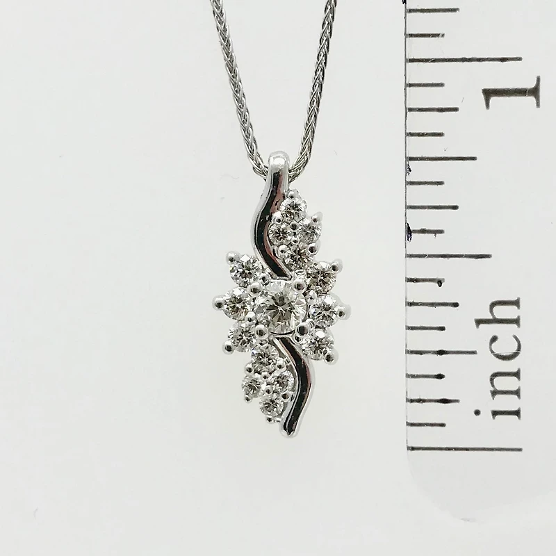 10K White Gold 0.50cttw Diamond Pendant, 18"