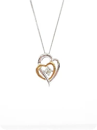 10K White & Yellow Gold 0.15cttw Diamond Heart Pendant, 18"
