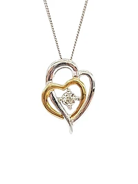 10K White & Yellow Gold 0.15cttw Diamond Heart Pendant, 18"