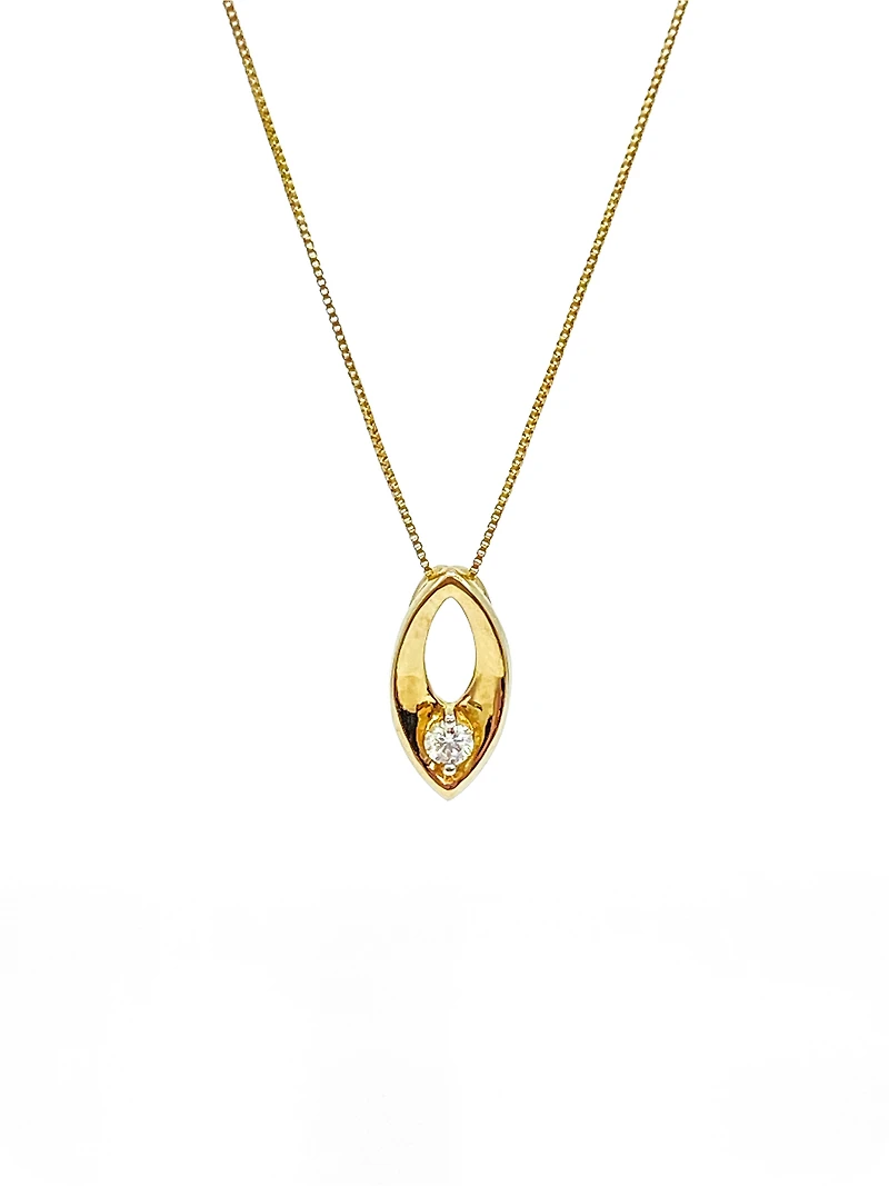 10K Yellow Gold 0.066cttw Canadian Diamond Necklace, 18"