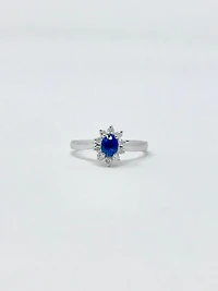 14K White Gold 0.40cttw Sapphire and 0.16cttw Diamond Ring, size 6